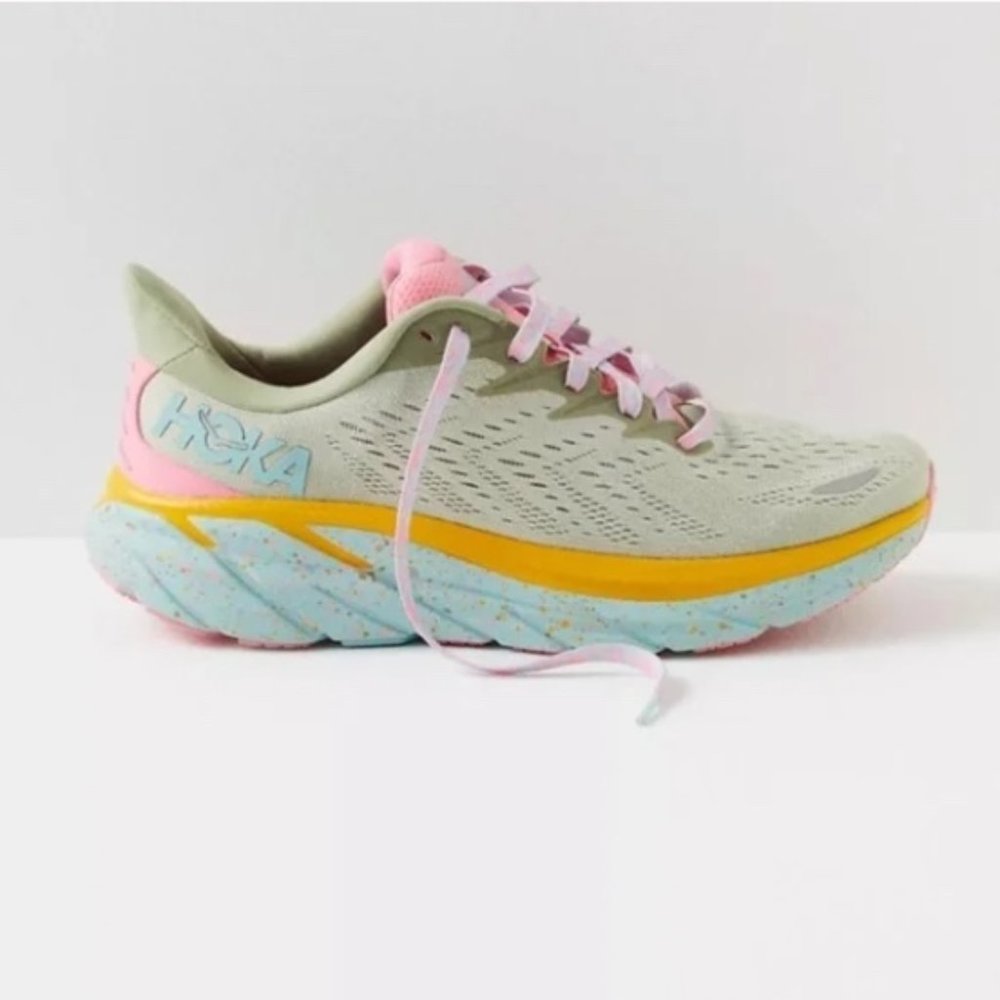 The HOKA x Free People Movement Clifton 8 Sneakers in Seaweed